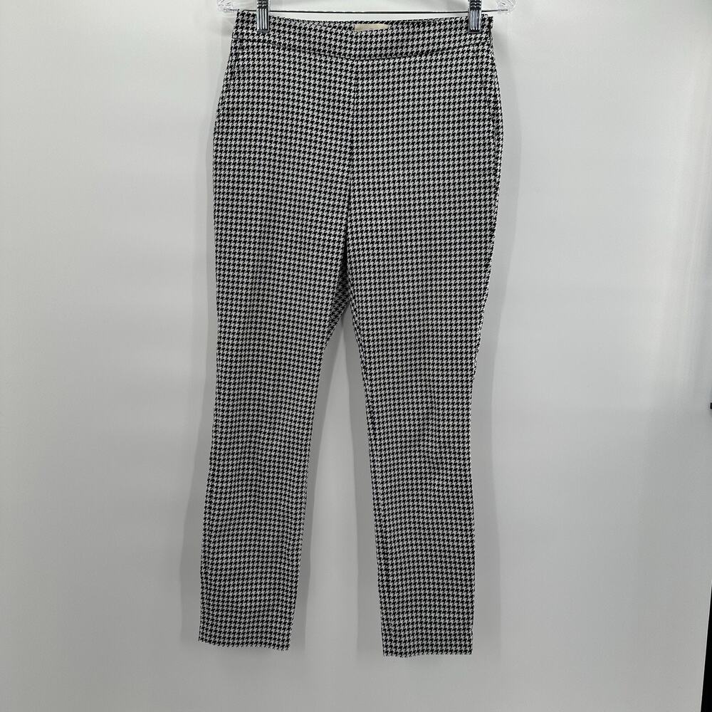 Sezane Pants Womens 6 Black ECRU Houndstooth Clara Trouser High‎ Rise Preppy